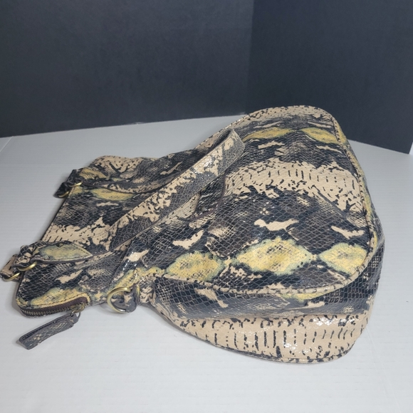 GRETTA Patent Python Hobo Bag Shoulder Black Creme - Picture 3 of 15